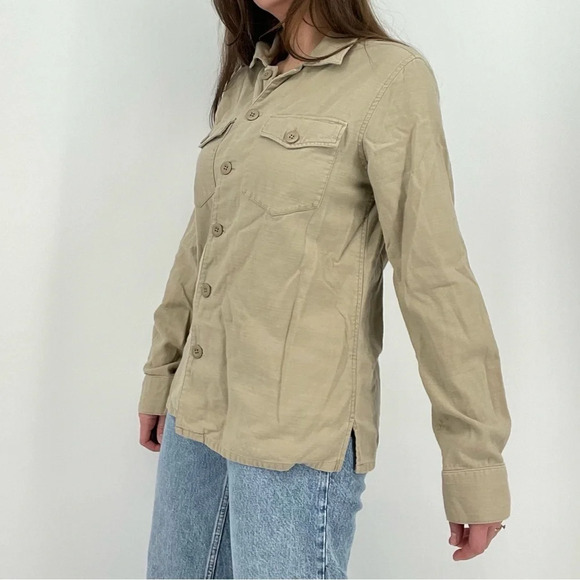 boho minimalist oatmeal jacket button down lightweight size s - Picture 6 of 10